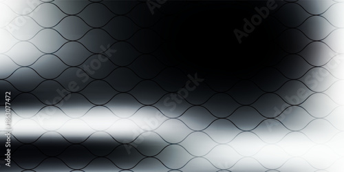 Abstract geometric background featuring a repeating wave or scallop pattern with a smooth monochrome gradient transitioning from light gray to deep black.