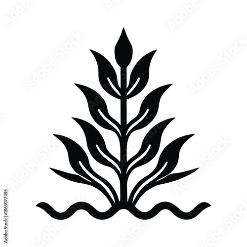 Underwater plant silhouette vector, Marine life and ocean themed design, Underwater plant silhouettes.
