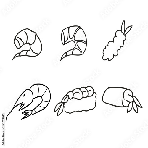 set of vector icons of Shrimp