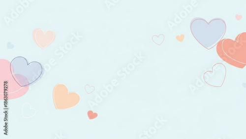 Soft pastel heart shapes scattered on a light blue background a gentle and romantic design element for invitations cards and digital art