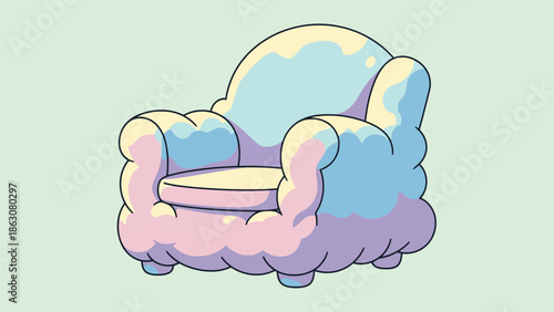 Soft pillowy armchair shaped like a dream cloud for cozy relaxation