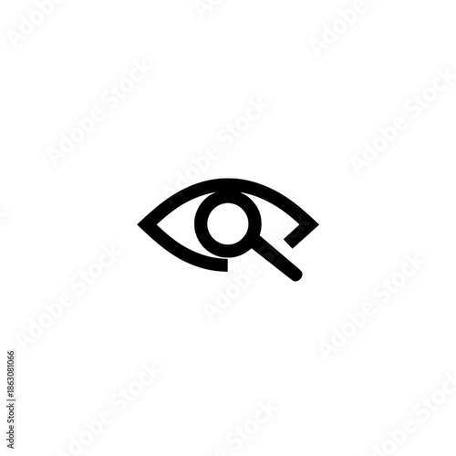 Vector design of magnifying glass in eye icon showing vision observation detail awareness and search theme in abstract style