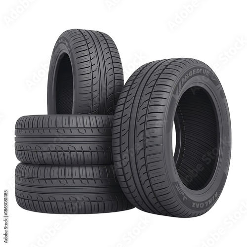 Stack of car tires isolated on transparent background isolated on transparent background