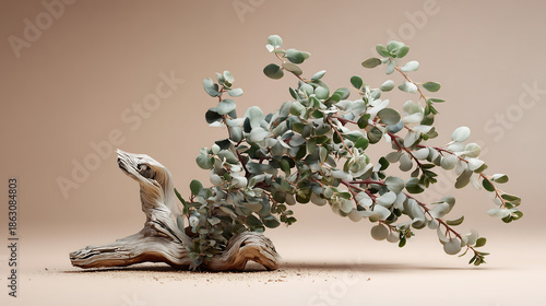 green tree with leaves studio background
