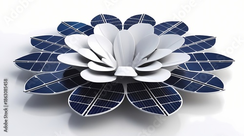 Abstract architectural model of a solar panel shaped like a flower 2026