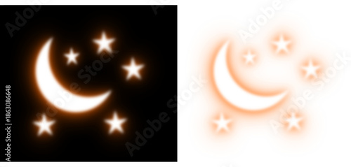 Vector illustration of moon, stars, and light representing the spirit of Ramadan, reflecting peace, devotion, and unity.