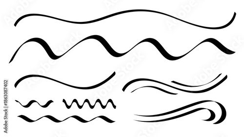 Decorative Wavy and Scribble Line Collection Vector Pack
Hand Drawn Abstract Line Divider Set in Black and White