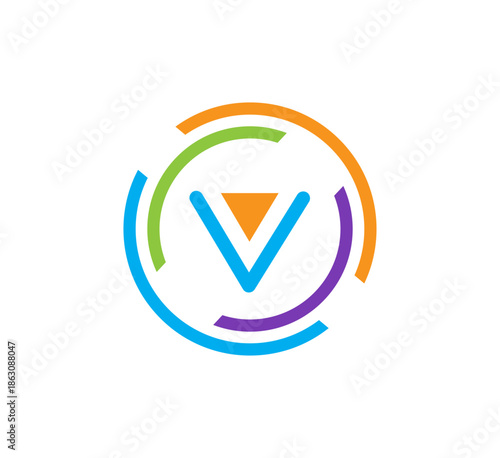 Colorful Letter V Logo in Circular Shape