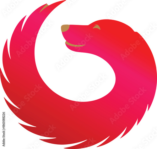 Red playful dog or animal Logo design in a circular shape for pet businesses