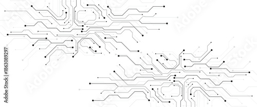 Gray circuit diagram on white background. High-tech circuit board connection system.Vector abstract technology on white background. By Chor muang abstract vector background.