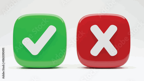 A vibrant green check mark and a bold red cross icon, symbolizing approval and disapproval.