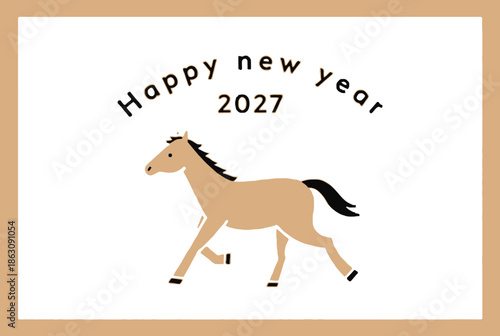 Happy new year 2027 horse illustration isolated on white background, Vector, illustration