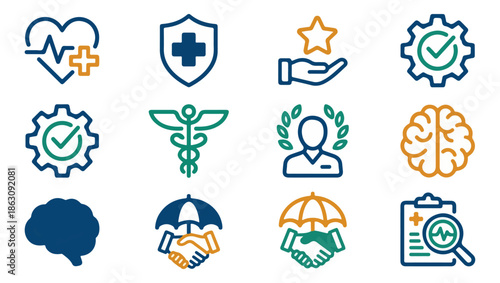 Health and wellness icons collection illustrating medical concepts