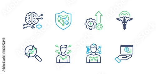 Medical and technological icon set in vector style
