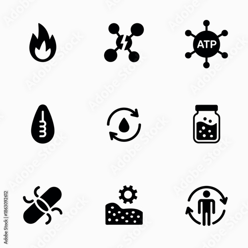 Collection of biology and chemistry icons