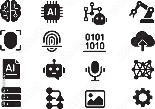 Collection of artificial intelligence and technology icons
