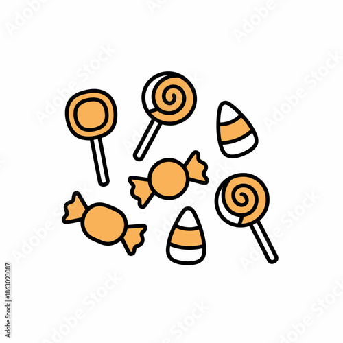 Colorful candy collection with lollipops and candy corn