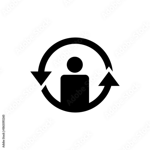 People Exchange Arrows Icon, Human Transfer, Swap and Communication Symbol