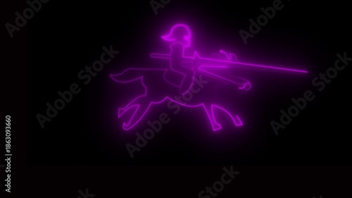 pink Glowing Green Neon Sniper Hunter Icon Animation on Black Background – Target Aim and Shooting Concept, 4k video
