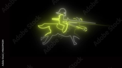 white and yellow Glowing Green Neon Sniper Hunter Icon Animation on Black Background – Target Aim and Shooting Concept, 4k video