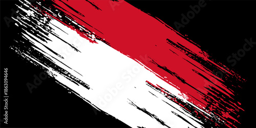 Creative Indonesia country grungy brush flag for independence day