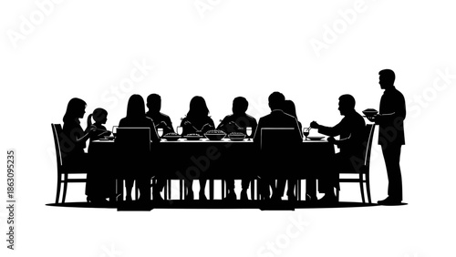 Silhouetted Business Team Meeting with Leader Standing.