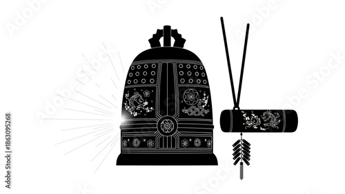 Traditional Japanese Incense Burner and Sticks.
