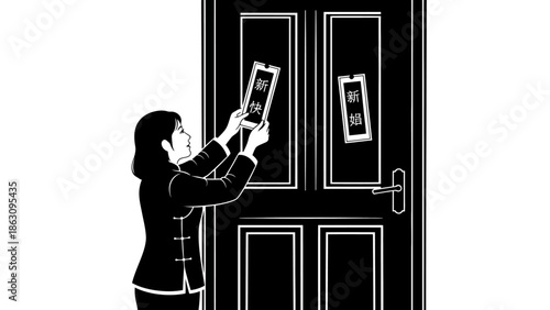 Woman Taking Photo of Door Handle with Smartphone.