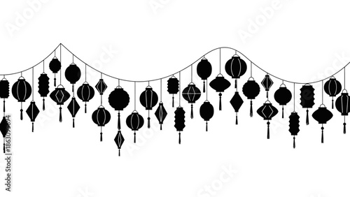 Black Wind Chimes Hanging from String.