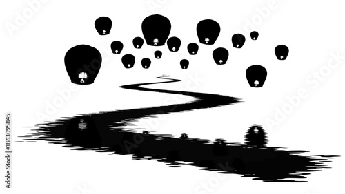 Black Balloons Flying in the Air.