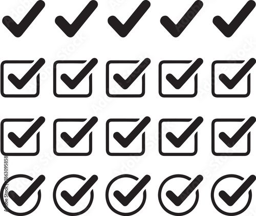 A set of checkmark icons on a white background
