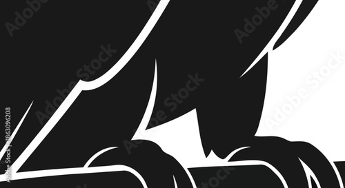Bold Black and White Silhouette of a Person Bowing in Reverence or Prayer
