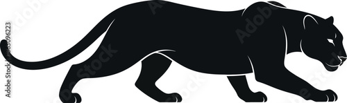 Black Panther Silhouette Vector Illustration Fierce Predator In Motion