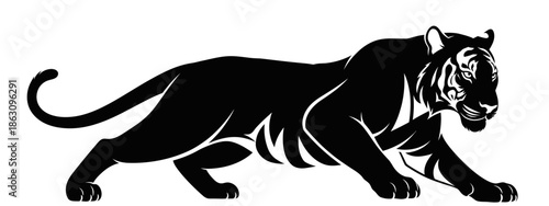 Black Panther Silhouette Logo Majestic Big Cat Wild Animal Art Powerful Predator Graphic