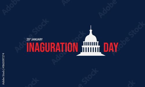 Minimal Inauguration Day Poster with Capitol Building on Blue Background