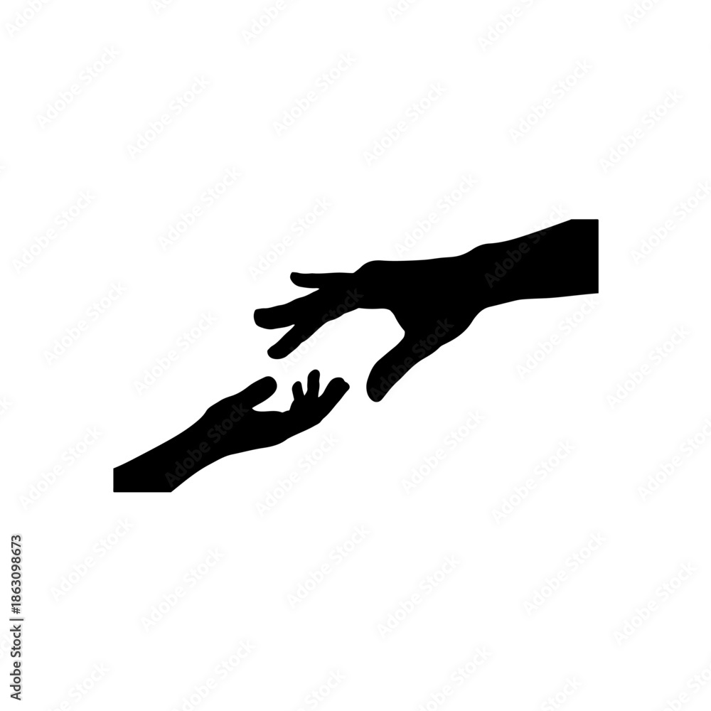 Obraz premium Reaching hands isolated on transparent background
