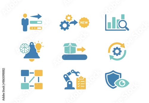 Abstract icon set of business and technology concepts