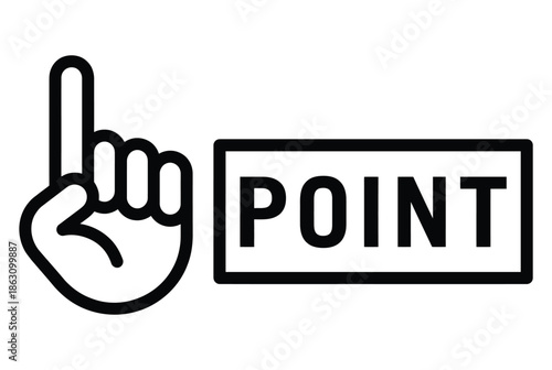 Hand pointing at sign isolated on white background, Vector, illustration