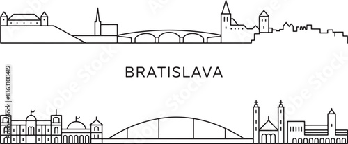 Sattsame generic city vector flat line illustration skyline travel landmark architecture background design