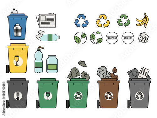 Eco Friendly Waste Management and Recycling Symbols Collection