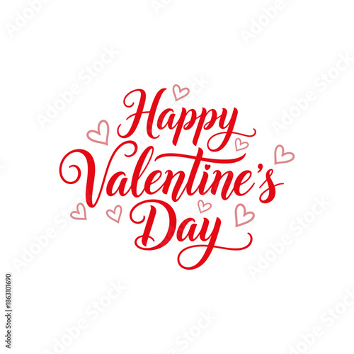 Happy valentines day greeting card with beautiful red hearts and text