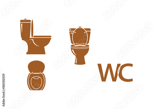 Bathroom pot set. WC mark. Toilet symbol