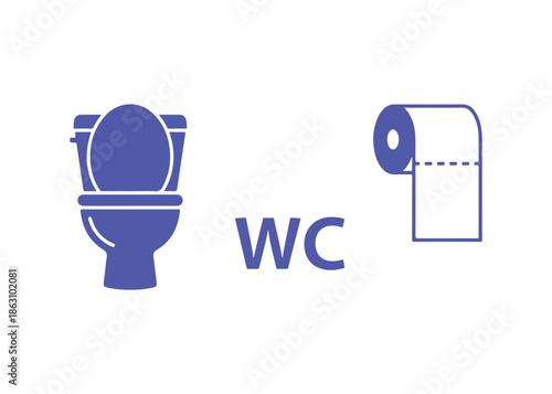 Toilet fixture set. WC logo. Toilet image