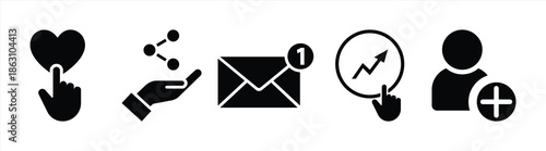 Social Media Interaction and User Engagement Icon Set in Solid Vector Style