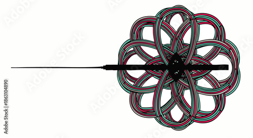 Intricate floral knotwork design with a central stem, showcasing traditional artistry and decorative patterns.