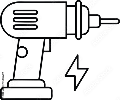 Electric tools outline icons for industrial use
