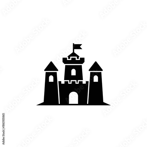 Black castle icon on white background