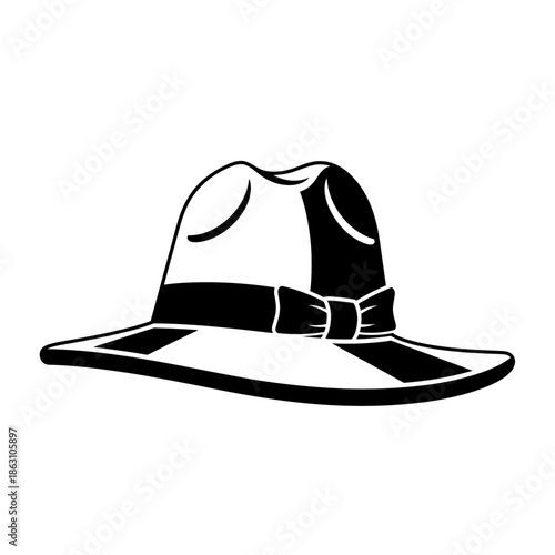 Black and white fedora hat with ribbon