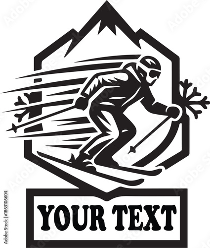 Snowboarder Logo Icon, Winter Sports Mountain Vector Emblem