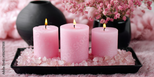 Romantic Pink Candles Home Decor Cozy Interior